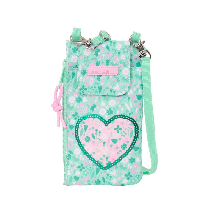 Safta Cuore Monedero Portamovil hasta 6.9" - Compartimento con Cremallera - Cordon Ajustable - 0.19L - 100x190mm - Color Turques
