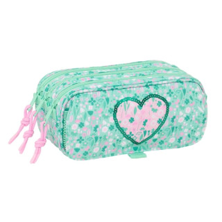 Safta Cuore Portatodo - 3 Compartimentos con Cremalleras - Bolsillo Frontal - Cinta Adaptable - 1.72L - 215x80x100mm - Color Tur