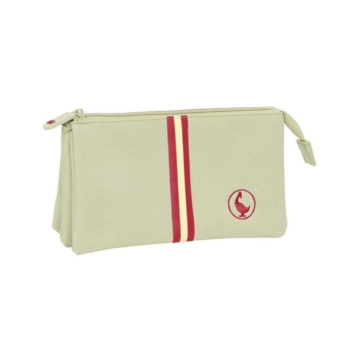 Safta el Ganso Basics Portatodo - 3 Compartimentos con Cremalleras - Bolsillo Interior - 0.6L - 220x30x120mm - Color Beige