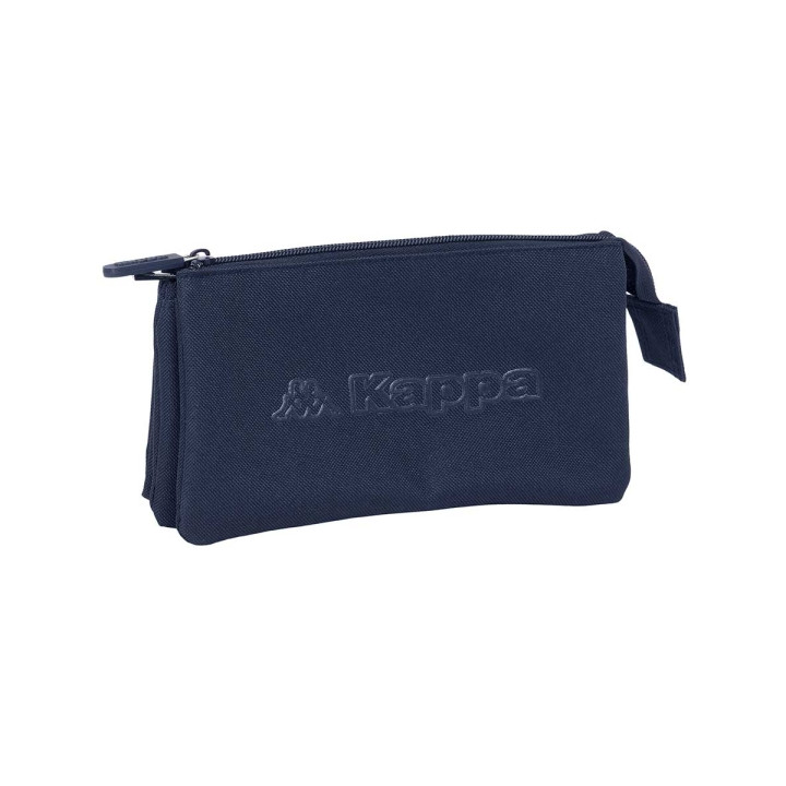 Safta Kappa Basics Portatodo - 3 Compartimentos con Cremalleras - Bolsillo Interior - 0.6L - 220x30x120mm - Color Azul Marino