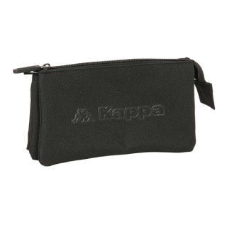 Safta Kappa Basics Portatodo - 3 Compartimentos con Cremalleras - Bolsillo Interior - 0.6L - 220x30x120mm - Color Negro