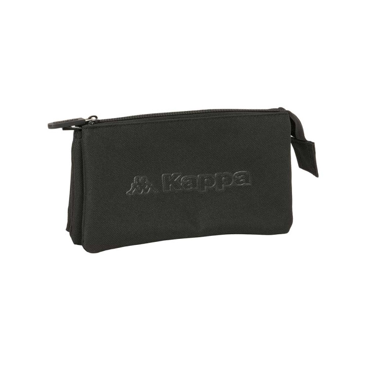 Safta Kappa Basics Portatodo - 3 Compartimentos con Cremalleras - Bolsillo Interior - 0.6L - 220x30x120mm - Color Negro