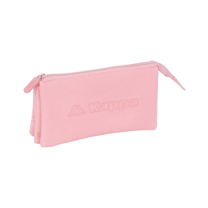 Safta Kappa Basics Portatodo - 3 Compartimentos con Cremalleras - Bolsillo Interior - 0.6L - 220x30x120mm - Color Rosa