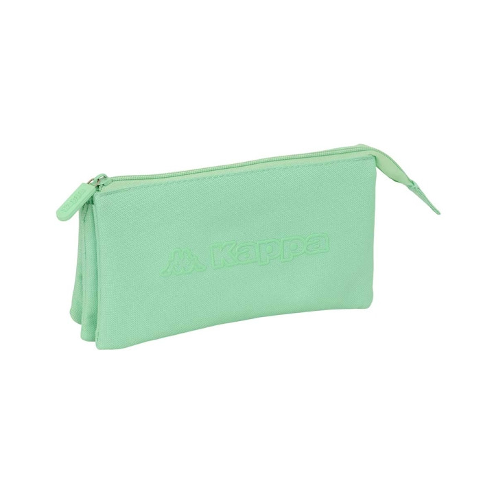 Safta Kappa Basics Portatodo - 3 Compartimentos con Cremalleras - Bolsillo Interior - 0.6L - 220x30x120mm - Color Menta