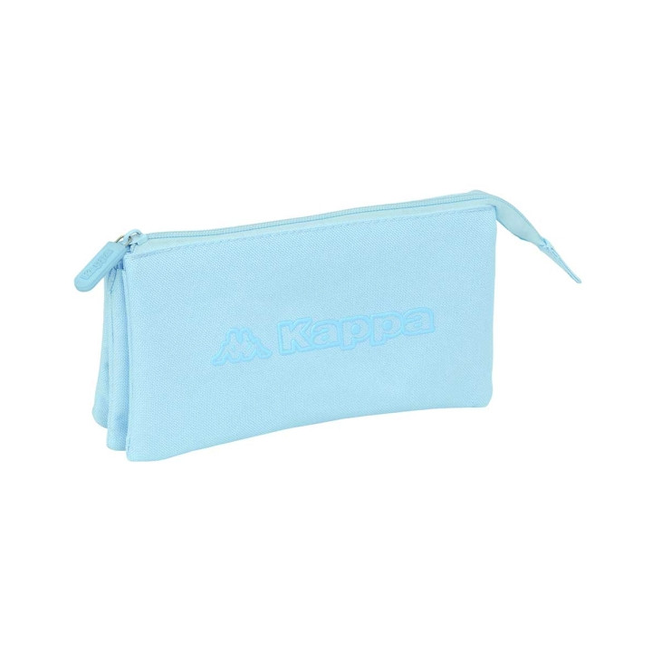 Safta Kappa Basics Celeste Portatodo - 3 Compartimentos con Cremalleras - Bolsillo Interior - 0.6L - 220x30x120mm - Color Azul C