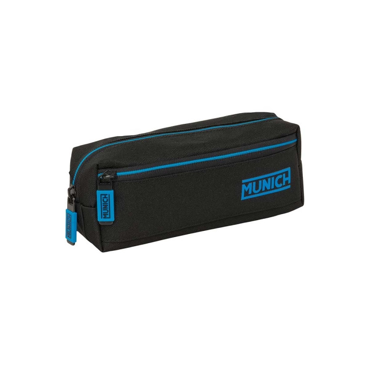 Safta Munich Road Portatodo - 3 Compartimentos con Cremalleras - Goma Elastica - 0.98L - 220x60x85mm - Color Negro