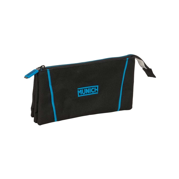 Safta Munich Road Portatodo - 3 Compartimentos con Cremalleras - Bolsillo Interior - 0.6L - 220x30x120mm - Color Negro