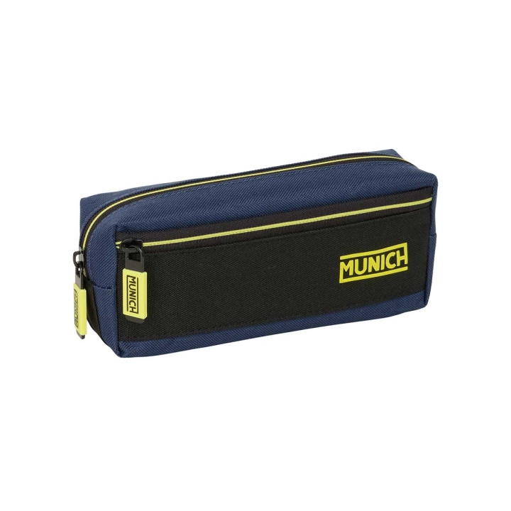 Safta Munich Track Portatodo - 3 Compartimentos con Cremalleras - Goma Elastica - 0.98L - 220x60x85mm - Color Azul Marino