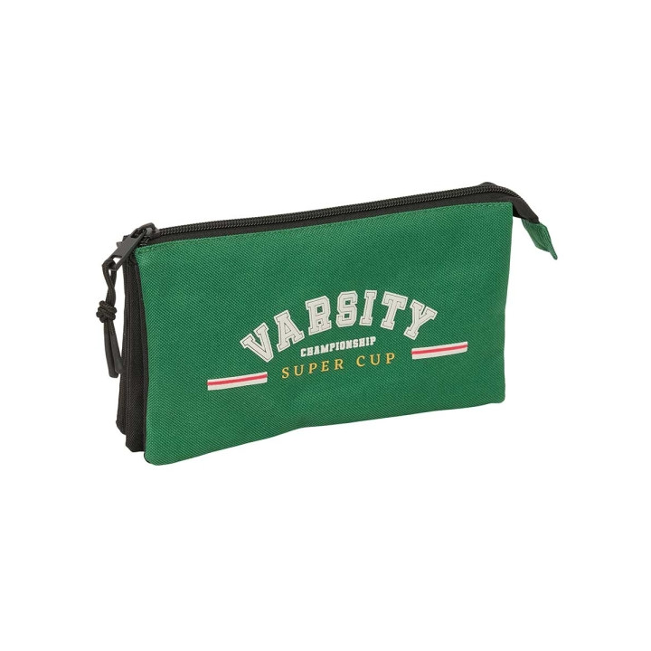 Safta Blackfit8 Varsity Portatodo - 3 Compartimentos con Cremalleras - Bolsillo Interior - 0.6L - 220x30x120mm - Color Negro y V