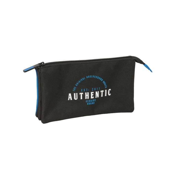 Safta Blackfit8 Underground Portatodo - 3 Compartimentos con Cremalleras - Bolsillo Interior - 0.60L - 220x30x120mm - Color Negr