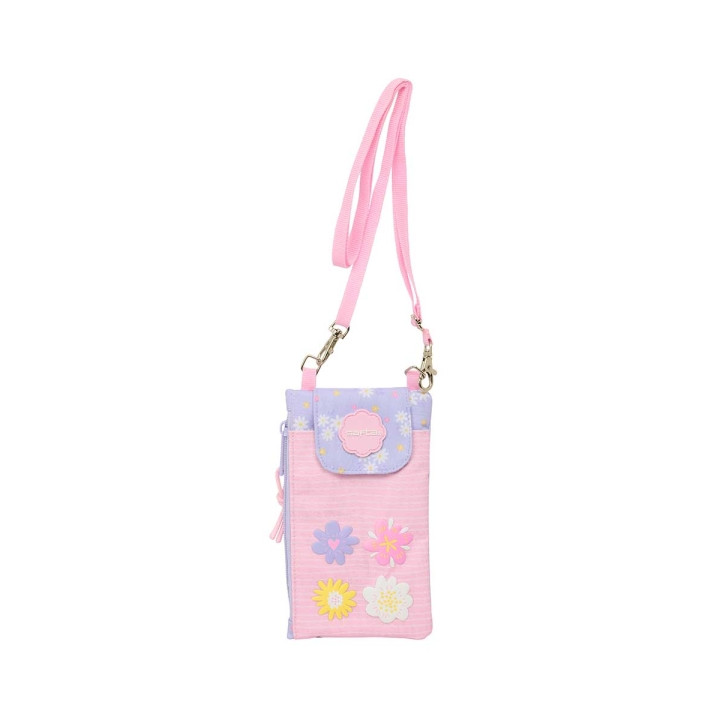 Safta Bouquet Monedero Portamovil hasta 6.9" - Compartimento con Cremallera - Cordon Ajustable - 0.19L - 100x190mm - Color Rosa