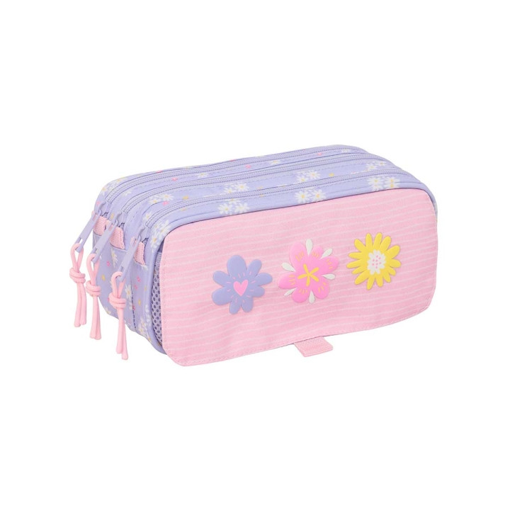 Safta Bouquet Portatodo - 3 Compartimentos con Cremalleras - Bolsillo Frontal - Cinta Adaptable - 1.72L - 215x80x100mm - Color R