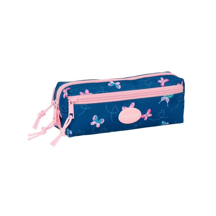 Safta Blackfit8 Mariposas Portatodo - 3 Compartimentos con Cremalleras - Goma Elastica - 0.98L - 220x60x85mm - Color Azul Marino