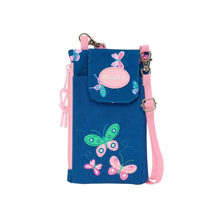 Safta Blackfit8 Mariposas Monedero Portamovil hasta 6.9" - Compartimento con Cremallera - Cordon Ajustable - 0.19L - 100x190mm -