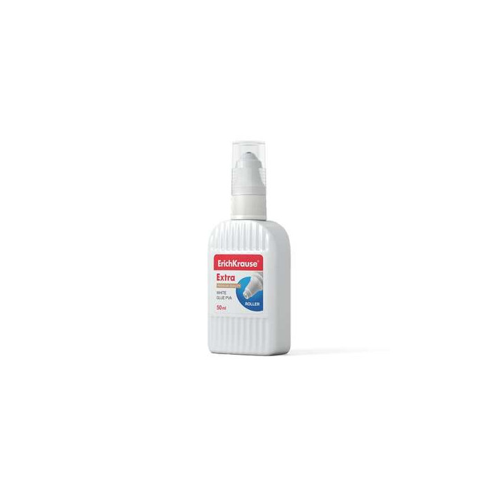 Erichkrause Cola Blanca PVA Roller 50ml - Alta Capacidad Adhesiva - Aplicador de Rodillo - No Toxico - Resistente al Frio - Col