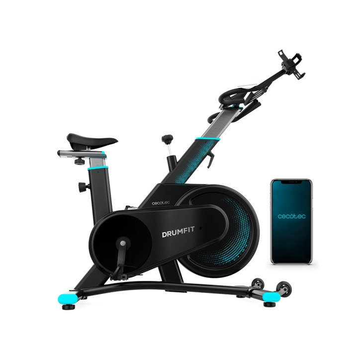 Cecotec DrumFit Indoor 7000 Magno Connected Bicileta Estatica - Pantalla LCD - Resistencia Magnetica - Bluetooth - Sillin y Mani