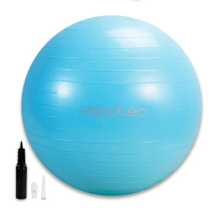 Cecotec DrumFit 65 Fitball Pelota de Fitness - Soporta hasta 200kg - Multifuncion - Antideslizante - PVC - Hinchador - Color Azu