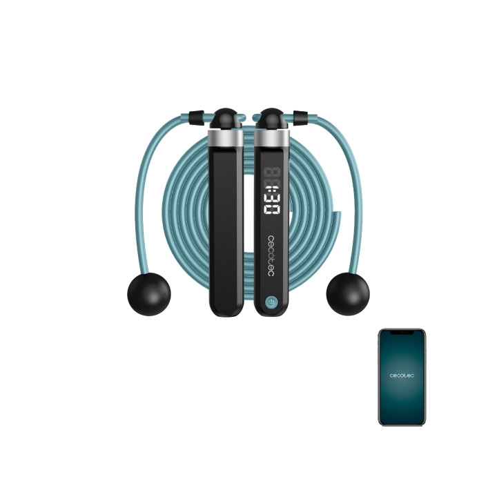 Cecotec Drumfit SmartComba 3000 Connected Comba Inteligente - Cuerda de 3m - Pantalla LED - 2 Cuerdas de 30cm para Espacios Redu