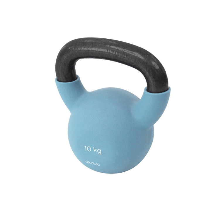 Cecotec Drumfit KettleBell 10000 Neo Pesa Rusa de 10kg - Recubrimiento de Neopreno - Hierro Fundido - Agarre Ergonomico - 18.7cm