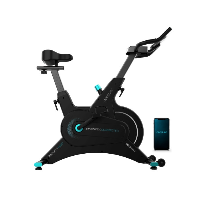 Cecotec DrumFit Indoor 10000 Magno Connected Bicileta Estatica - Pantalla LCD - Resistencia Magnetica - Volante 10kg - Kinomap A