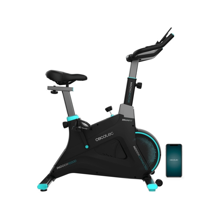Cecotec Drumfit Indoor 10000 MagnoMotor Connected Bicileta Estatica - Pantalla LCD - Resistencia Magnetica Variable - Volante de