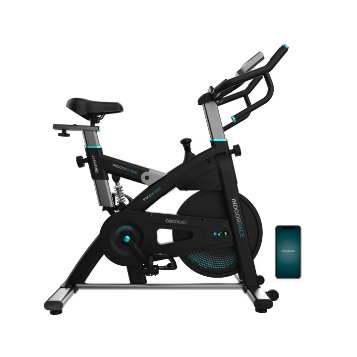 Cecotec Drumfit Indoor 24000 Race Sprint Bicileta Estatica - Pantalla LCD - Volante con Inercia de 24kg - Kinomap App - Sillin R