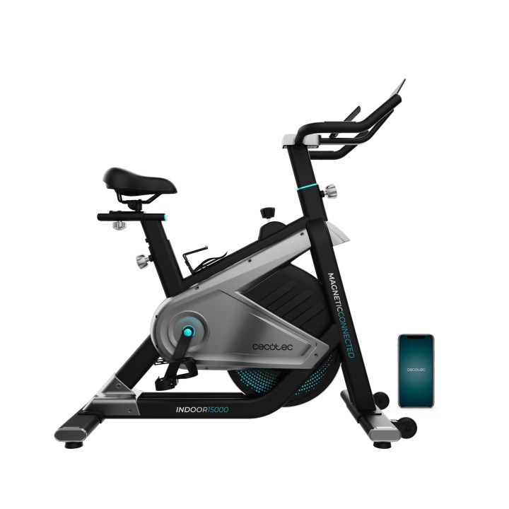 Cecotec DrumFit Indoor 15000 Magnetic Connected Bicileta Estatica - Pantalla LCD - Volante de 15kg - Sillin de Gel - Resistencia