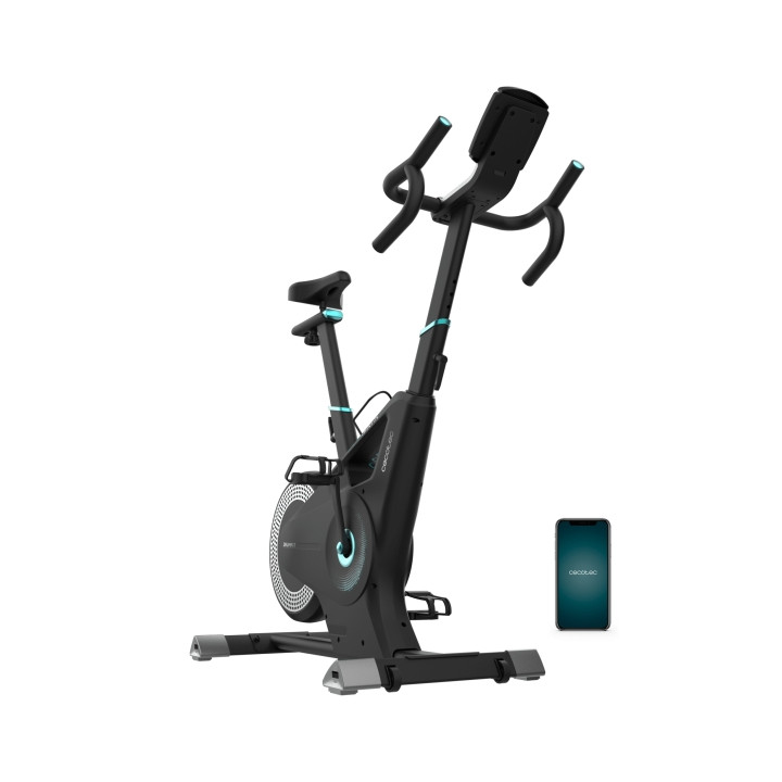 Cecotec Drumfit Indoor Eolo Bicileta Estatica - Kinomap App - Pulsometro Pectoral - 14 Programas Predefinidos - Volante con Iner