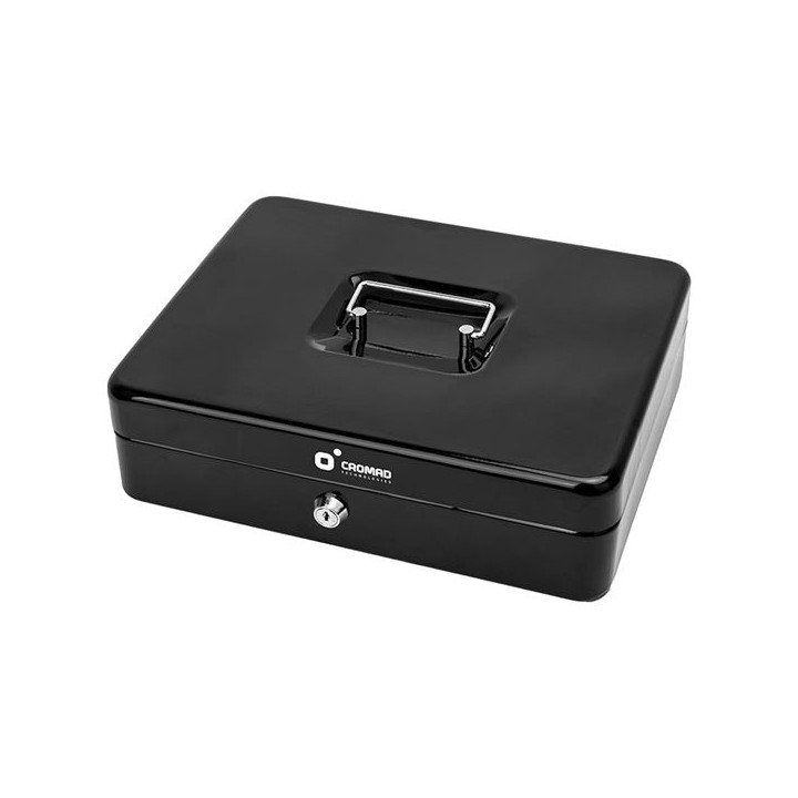 Cromad CR1226 Caja de Caudales Metalica - Cerradura de Llave - 5 Compartimentos - Asa de Transporte - 90x300x240mm