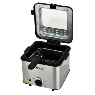 Muvip Freidora Electrica - 1.5 Litros - Asas Tacto Frio - Selector de Temperatura - Desmontable Para Facil Limpieza - Tapa con V