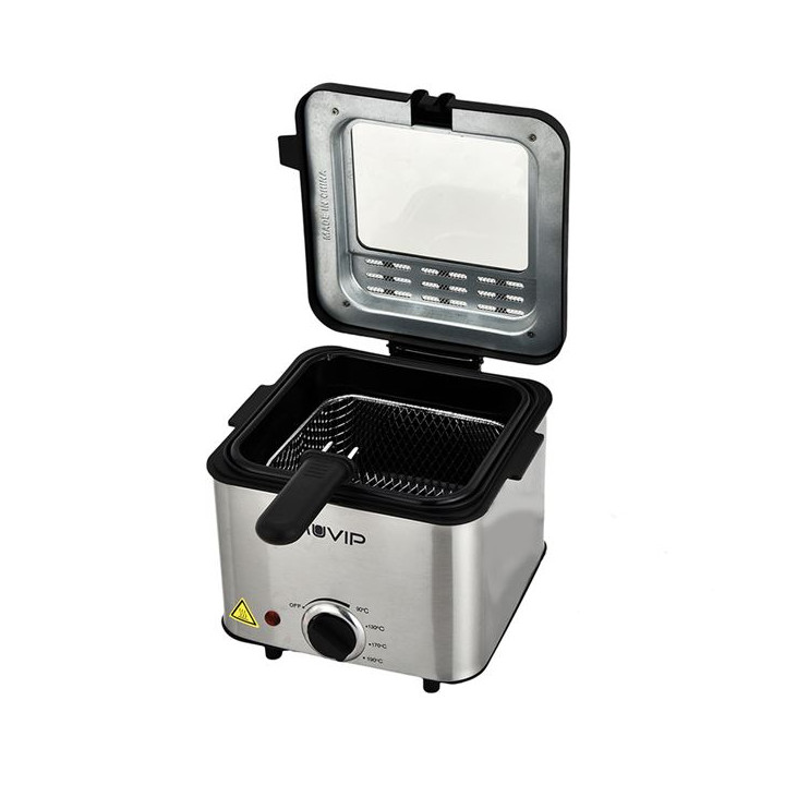 Muvip Freidora Electrica - 1.5 Litros - Asas Tacto Frio - Selector de Temperatura - Desmontable Para Facil Limpieza - Tapa con V