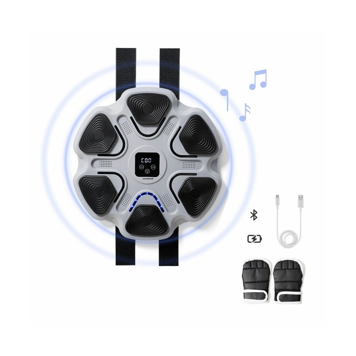 Innovagoods Beatfist Maquina de Boxeo Musical con 6 Paneles - Bluetooth - Pantalla Digital - Luces LED - Guantes Incluidos - 9 V
