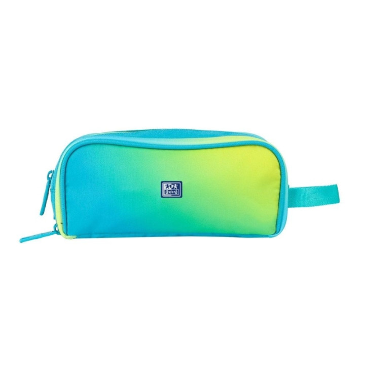Oxford Gradient Estuche Portatodo - 3 Cremalleras - Asa Lateral - Fabricado en Material Reciclado - Color Electric Lime