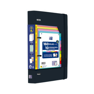 Oxford Europeanbinder Live & Go XL Pack con Carpeta A4+ con Recambio de 160 Hojas Cuadricula 5x5 + 10 Separadores de Plastico +
