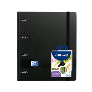 Oxford Europeanbinder Live & Go A4+ Pack con Carpeta Tamaño A4+ con Recambio de 100 Hojas + Pack con 4 Marcadores Pelikan Testma