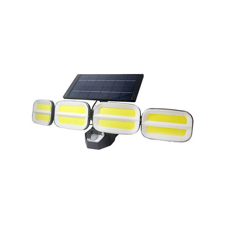 Elbat Foco Solar Cuadruple - 800LM - Luz Fria 6500K - Sensor de Movimiento - 4 Baterias de 1200mAh