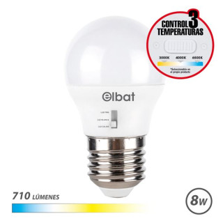 Elbat Bombilla LED G45 - 8W - 710Lm - E27 - Selector de Luz - Calida 3000K