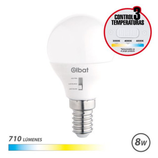 Elbat Bombilla LED G45 - 8W - 710Lm - E14 - Selector de Luz - Calida 3000K