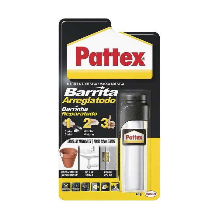 Pattex Barrita Arreglatodo Bl 48gr - Moldeable para Reparar y Sellar Agujeros y Fisuras - Ideal para Instalaciones. Depositos.