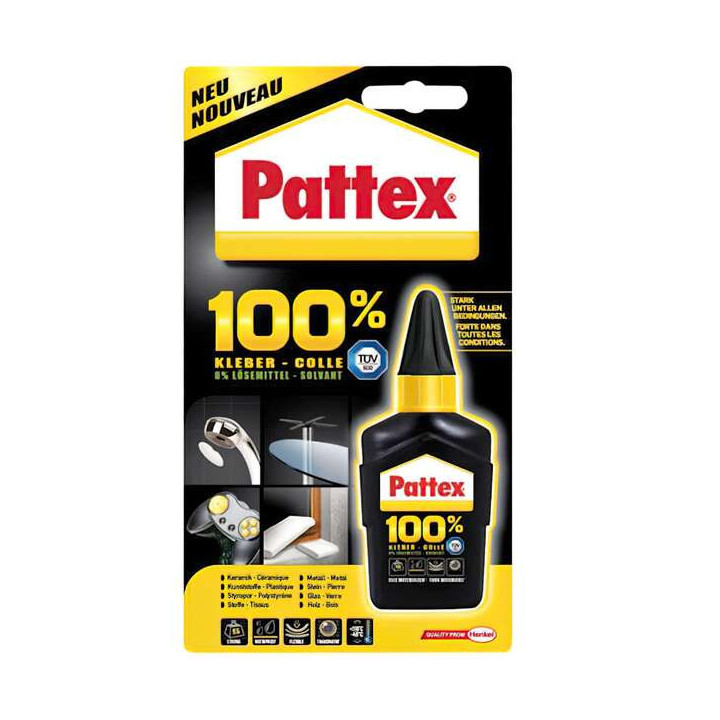 Pattex 100% Adhesivo Versatil - 50gr - 100% Ingredientes Activos - 0% Disolventes - Fuerte en Cualquier Condicion