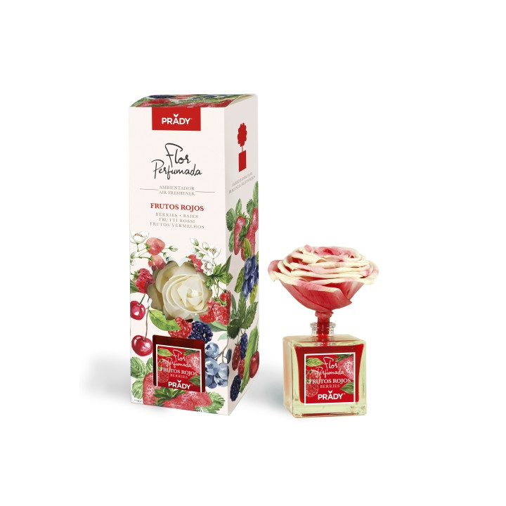 Prady Ambientador Flor Perfumada Frutos Rojos - Frasco de Cristal 90ml