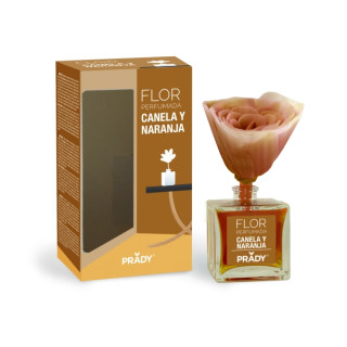 Prady Ambientador Flor Perfumada Canela y Naranja - Frasco de Cristal 90ml
