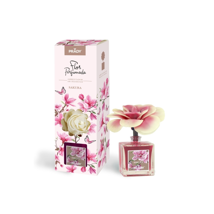 Prady Ambientador Flor Perfumada Sakura - Frasco de Cristal 90ml