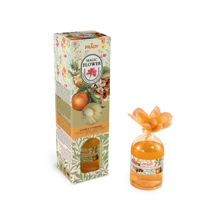 Prady Ambientador Magic Flower Canela y Naranja - Frasco de Cristal 100ml