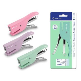 Bismark Grapadora de Tenaza + 1000 Grapas 24/6 - Capacidad de Grapado 25 Hojas - Diseño Ergonomico - Alta Durabilidad - Colores