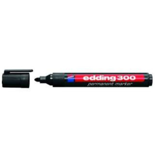 Edding 300 Rotulador Permanente - Punta Redonda - Trazo entre 1.5 y 3 mm. - Tinta Casi Inodora - Capuchon con Clip - Secado Rap
