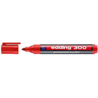 Edding 300 Rotulador Permanente - Punta Redonda - Trazo entre 1.5 y 3 mm. - Tinta Casi Inodora - Capuchon con Clip - Secado Rap