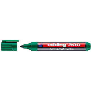 Edding 300 Rotulador Permanente - Punta Redonda - Trazo entre 1.5 y 3 mm. - Tinta Casi Inodora - Capuchon con Clip - Secado Rap