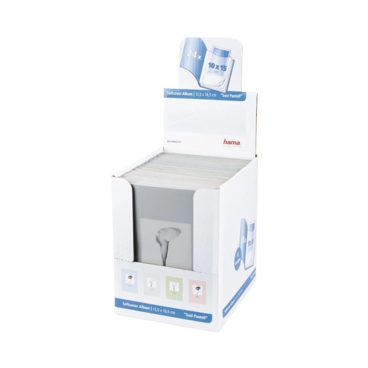 Hama Expositor con 24 Albumes de Fotos - Capacidad para 24 Fotos 10x15cm - Tapa Blanda - Insercion Desde Arriba - 12.5x16.5cm -