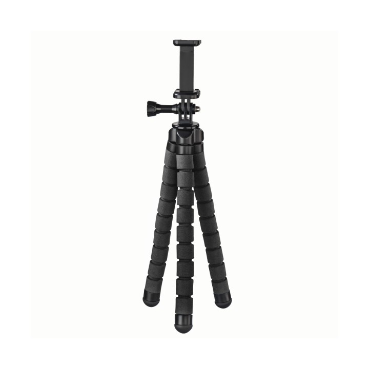 Hama Flex Tripode para Smartphone y Camara Deportiva - Peso Max 300g - Plegable - Altura Ajustable hasta 26cm - Plastico - Color